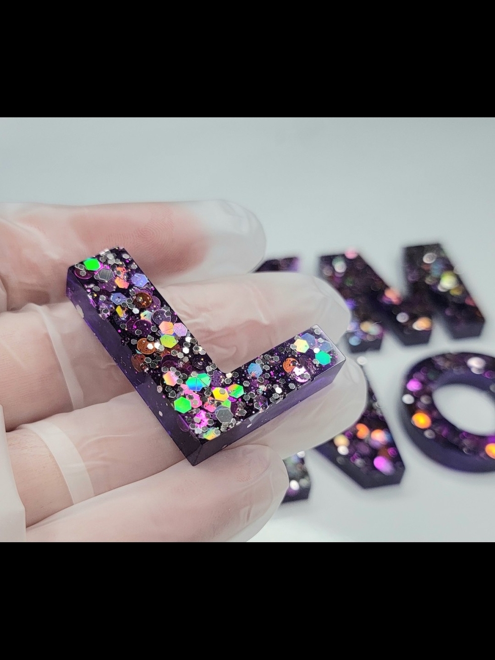 Resin Letter Keychains - Assorted Colors - Picture 3 of 6